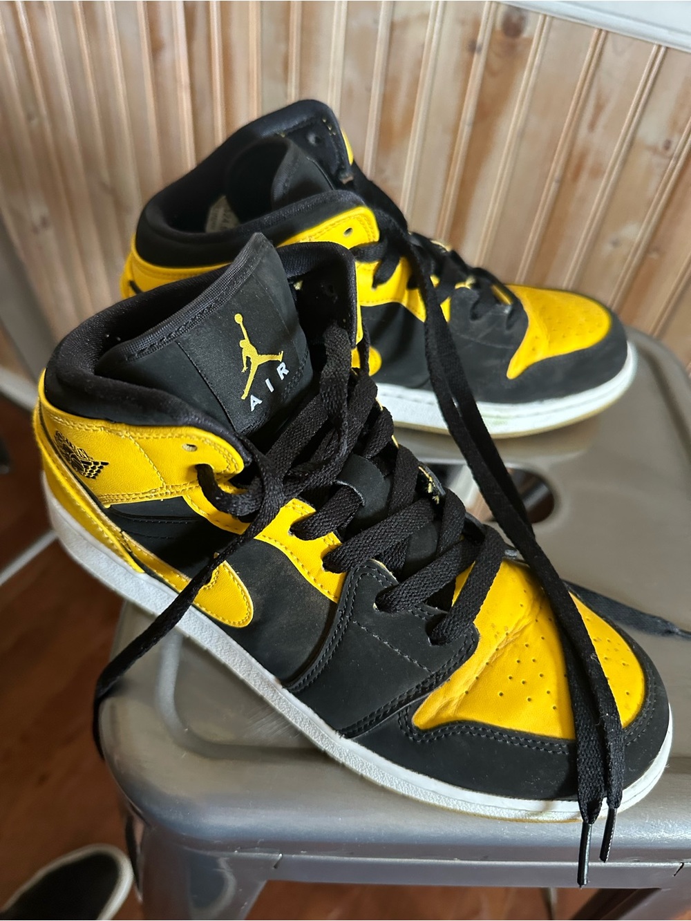 Jordan Kids High-Top Sneakers in Black and Yellow